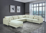 Julia Velvet / Engineered Wood / Metal / Foam Contemporary Cream Velvet Modular Sectional (7 Boxes) - 142" W x 112.5" D x 33" H