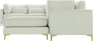 Julia Velvet / Engineered Wood / Metal / Foam Contemporary Cream Velvet Modular Sectional (7 Boxes) - 142" W x 112.5" D x 33" H