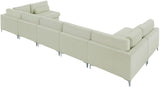 Julia Velvet / Engineered Wood / Metal / Foam Contemporary Cream Velvet Modular Sectional (7 Boxes) - 175.5" W x 71" D x 33" H