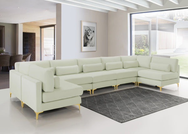 Julia Velvet / Engineered Wood / Metal / Foam Contemporary Cream Velvet Modular Sectional (7 Boxes) - 175.5" W x 71" D x 33" H