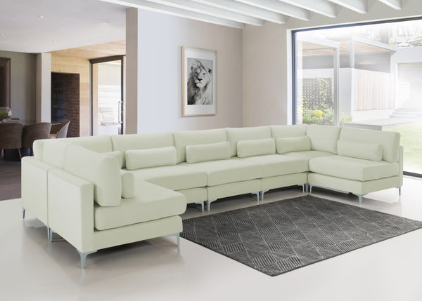 Julia Velvet / Engineered Wood / Metal / Foam Contemporary Cream Velvet Modular Sectional (7 Boxes) - 175.5" W x 71" D x 33" H
