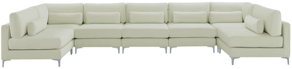 Julia Velvet / Engineered Wood / Metal / Foam Contemporary Cream Velvet Modular Sectional (7 Boxes) - 175.5" W x 71" D x 33" H