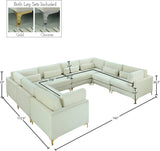 Julia Velvet / Engineered Wood / Metal / Foam Contemporary Cream Velvet Modular Sectional (8 Boxes) - 142" W x 112.5" D x 33" H