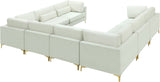 Julia Velvet / Engineered Wood / Metal / Foam Contemporary Cream Velvet Modular Sectional (8 Boxes) - 142" W x 112.5" D x 33" H