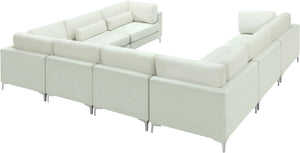 Julia Velvet / Engineered Wood / Metal / Foam Contemporary Cream Velvet Modular Sectional (8 Boxes) - 142" W x 112.5" D x 33" H