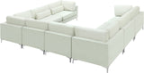 Julia Velvet / Engineered Wood / Metal / Foam Contemporary Cream Velvet Modular Sectional (8 Boxes) - 142" W x 112.5" D x 33" H