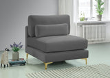 Julia Velvet / Engineered Wood / Metal / Foam Contemporary Grey Velvet Modular Armless Chair - 33.5" W x 37.5" D x 33" H