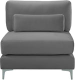 Julia Velvet / Engineered Wood / Metal / Foam Contemporary Grey Velvet Modular Armless Chair - 33.5" W x 37.5" D x 33" H