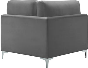 Julia Velvet / Engineered Wood / Metal / Foam Contemporary Grey Velvet Modular Corner Chair - 37.5" W x 37.5" D x 33" H