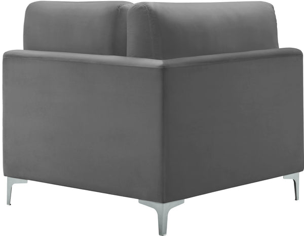 Julia Velvet / Engineered Wood / Metal / Foam Contemporary Grey Velvet Modular Corner Chair - 37.5" W x 37.5" D x 33" H