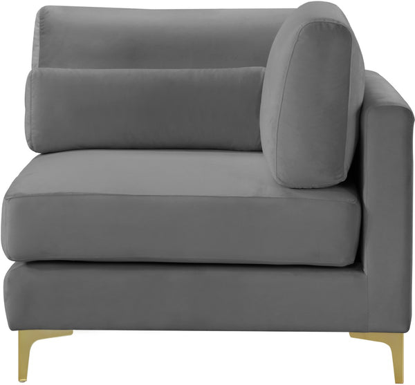 Julia Velvet / Engineered Wood / Metal / Foam Contemporary Grey Velvet Modular Corner Chair - 37.5" W x 37.5" D x 33" H