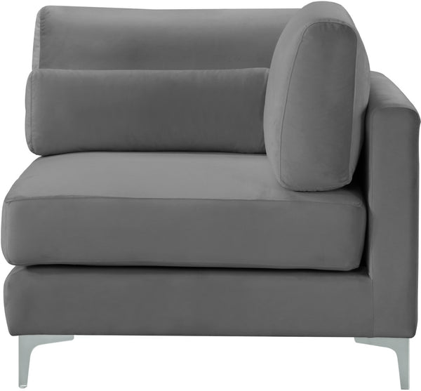 Julia Velvet / Engineered Wood / Metal / Foam Contemporary Grey Velvet Modular Corner Chair - 37.5" W x 37.5" D x 33" H