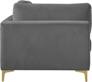Julia Velvet / Engineered Wood / Metal / Foam Contemporary Grey Velvet Modular Corner Chair - 37.5" W x 37.5" D x 33" H