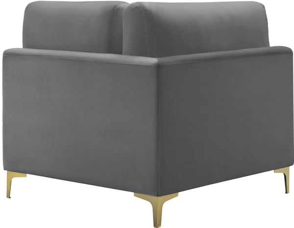 Julia Velvet / Engineered Wood / Metal / Foam Contemporary Grey Velvet Modular Corner Chair - 37.5" W x 37.5" D x 33" H