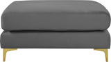 Julia Velvet / Engineered Wood / Metal / Foam Contemporary Grey Velvet Modular Ottoman - 35" W x 39.5" D x 19" H