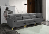 Julia Velvet / Engineered Wood / Metal / Foam Contemporary Grey Velvet Modular Sofa (3 Boxes) - 108.5" W x 37.5" D x 33" H