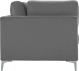 Julia Velvet / Engineered Wood / Metal / Foam Contemporary Grey Velvet Modular Sofa (3 Boxes) - 108.5" W x 37.5" D x 33" H