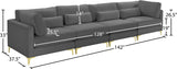 Julia Velvet / Engineered Wood / Metal / Foam Contemporary Grey Velvet Modular Sofa (4 Boxes) - 142" W x 37.5" D x 33" H