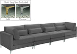 Julia Velvet / Engineered Wood / Metal / Foam Contemporary Grey Velvet Modular Sofa (4 Boxes) - 142" W x 37.5" D x 33" H