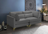 Julia Velvet / Engineered Wood / Metal / Foam Contemporary Grey Velvet Modular Sofa - 75" W x 37.5" D x 33" H