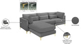 Julia Velvet / Engineered Wood / Metal / Foam Contemporary Grey Velvet Modular Sectional (4 Boxes) - 108.5" W x 77" D x 33" H