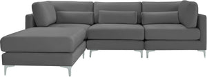 Julia Velvet / Engineered Wood / Metal / Foam Contemporary Grey Velvet Modular Sectional (4 Boxes) - 108.5" W x 77" D x 33" H