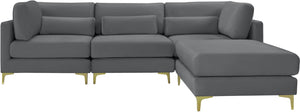 Julia Velvet / Engineered Wood / Metal / Foam Contemporary Grey Velvet Modular Sectional (4 Boxes) - 108.5" W x 77" D x 33" H