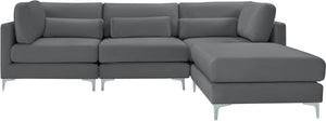 Julia Velvet / Engineered Wood / Metal / Foam Contemporary Grey Velvet Modular Sectional (4 Boxes) - 108.5" W x 77" D x 33" H