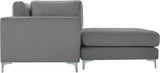 Julia Velvet / Engineered Wood / Metal / Foam Contemporary Grey Velvet Modular Sectional (4 Boxes) - 108.5" W x 77" D x 33" H