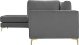 Julia Velvet / Engineered Wood / Metal / Foam Contemporary Grey Velvet Modular Sectional (4 Boxes) - 108.5" W x 77" D x 33" H