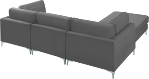 Julia Velvet / Engineered Wood / Metal / Foam Contemporary Grey Velvet Modular Sectional (4 Boxes) - 108.5" W x 77" D x 33" H