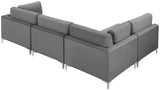 Julia Velvet / Engineered Wood / Metal / Foam Contemporary Grey Velvet Modular Sectional (4 Boxes) - 108.5" W x 71" D x 33" H