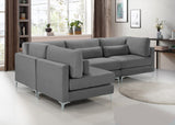 Julia Velvet / Engineered Wood / Metal / Foam Contemporary Grey Velvet Modular Sectional (4 Boxes) - 108.5" W x 71" D x 33" H