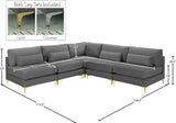 Julia Velvet / Engineered Wood / Metal / Foam Contemporary Grey Velvet Modular Sectional (5 Boxes) - 104.5" W x 112.5" D x 33" H