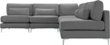 Julia Velvet / Engineered Wood / Metal / Foam Contemporary Grey Velvet Modular Sectional (5 Boxes) - 104.5" W x 112.5" D x 33" H