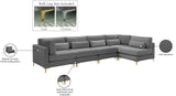 Julia Velvet / Engineered Wood / Metal / Foam Contemporary Grey Velvet Modular Sectional (5 Boxes) - 142" W x 71" D x 33" H"