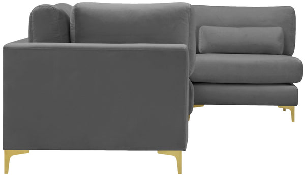 Julia Velvet / Engineered Wood / Metal / Foam Contemporary Grey Velvet Modular Sectional (5 Boxes) - 142" W x 71" D x 33" H"