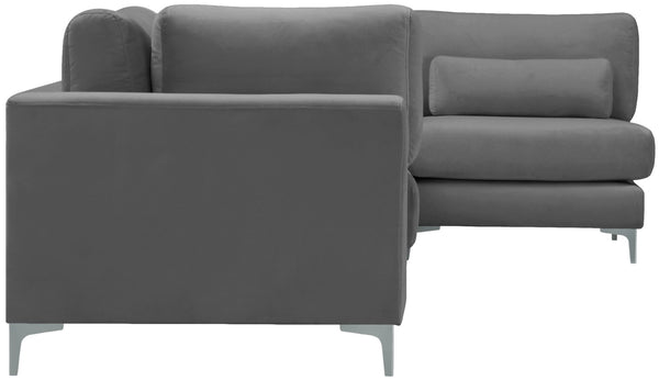 Julia Velvet / Engineered Wood / Metal / Foam Contemporary Grey Velvet Modular Sectional (5 Boxes) - 142" W x 71" D x 33" H"