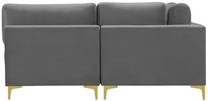 Julia Velvet / Engineered Wood / Metal / Foam Contemporary Grey Velvet Modular Sectional (5 Boxes) - 142" W x 71" D x 33" H"