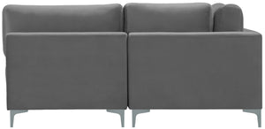 Julia Velvet / Engineered Wood / Metal / Foam Contemporary Grey Velvet Modular Sectional (5 Boxes) - 142" W x 71" D x 33" H"