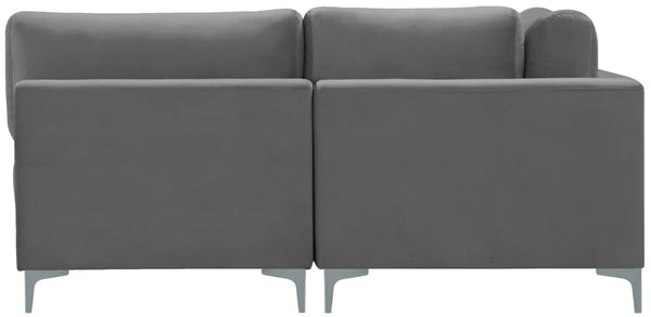 Julia Velvet / Engineered Wood / Metal / Foam Contemporary Grey Velvet Modular Sectional (5 Boxes) - 142" W x 71" D x 33" H"