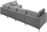 Julia Velvet / Engineered Wood / Metal / Foam Contemporary Grey Velvet Modular Sectional (5 Boxes) - 142" W x 71" D x 33" H"