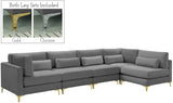 Julia Velvet / Engineered Wood / Metal / Foam Contemporary Grey Velvet Modular Sectional (5 Boxes) - 142" W x 71" D x 33" H"