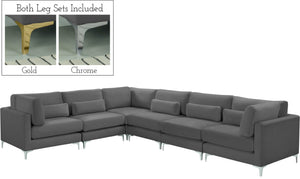 Julia Velvet / Engineered Wood / Metal / Foam Contemporary Grey Velvet Modular Sectional (6 Boxes) - 142" W x 112.5" D x 33" H