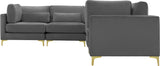 Julia Velvet / Engineered Wood / Metal / Foam Contemporary Grey Velvet Modular Sectional (6 Boxes) - 142" W x 112.5" D x 33" H