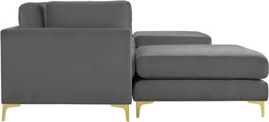 Julia Velvet / Engineered Wood / Metal / Foam Contemporary Grey Velvet Modular Sectional (6 Boxes) - 142" W x 77" D x 33" H