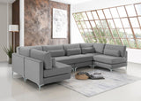 Julia Velvet / Engineered Wood / Metal / Foam Contemporary Grey Velvet Modular Sectional (6 Boxes) - 142" W x 71" D x 33" H