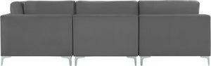 Julia Velvet / Engineered Wood / Metal / Foam Contemporary Grey Velvet Modular Sectional (7 Boxes) - 142" W x 112.5" D x 33" H