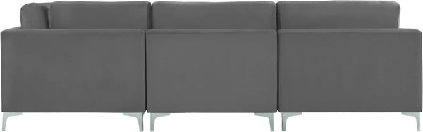 Julia Velvet / Engineered Wood / Metal / Foam Contemporary Grey Velvet Modular Sectional (7 Boxes) - 142" W x 112.5" D x 33" H