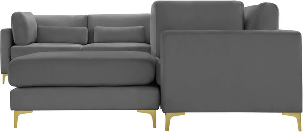 Julia Velvet / Engineered Wood / Metal / Foam Contemporary Grey Velvet Modular Sectional (7 Boxes) - 142" W x 112.5" D x 33" H